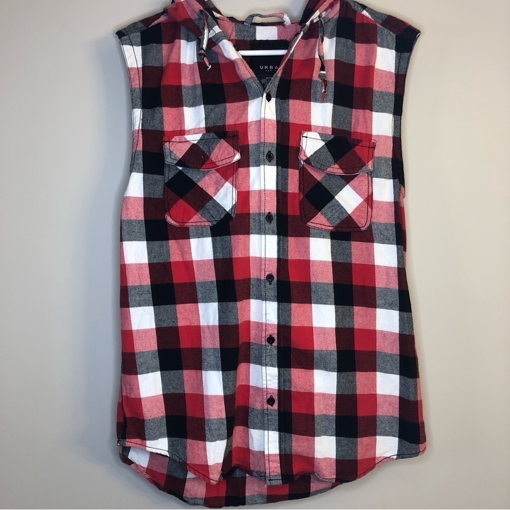 Urban Heritage Red and Black Plaid Hooded Shirt